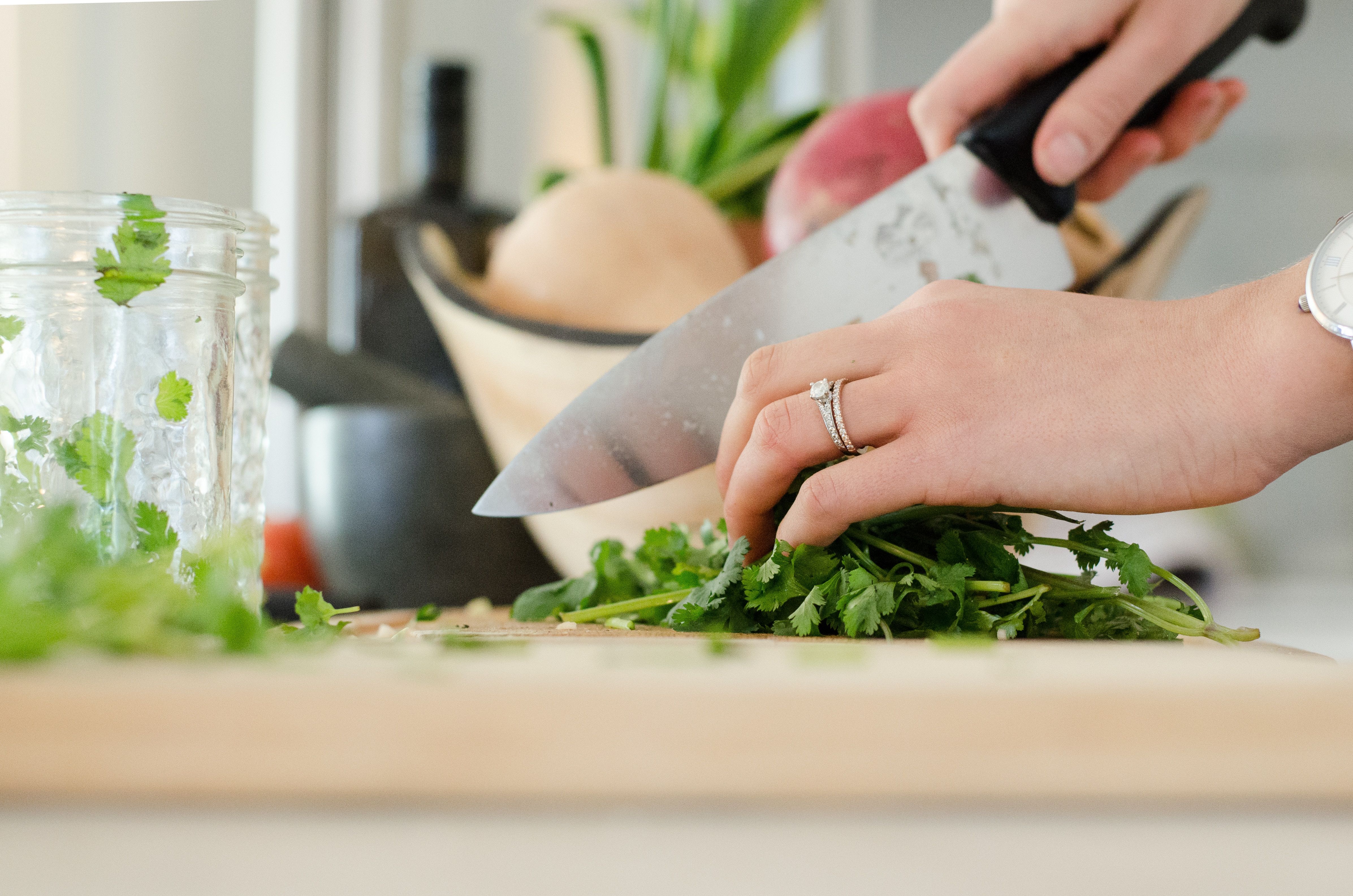 A person preparing vegetables