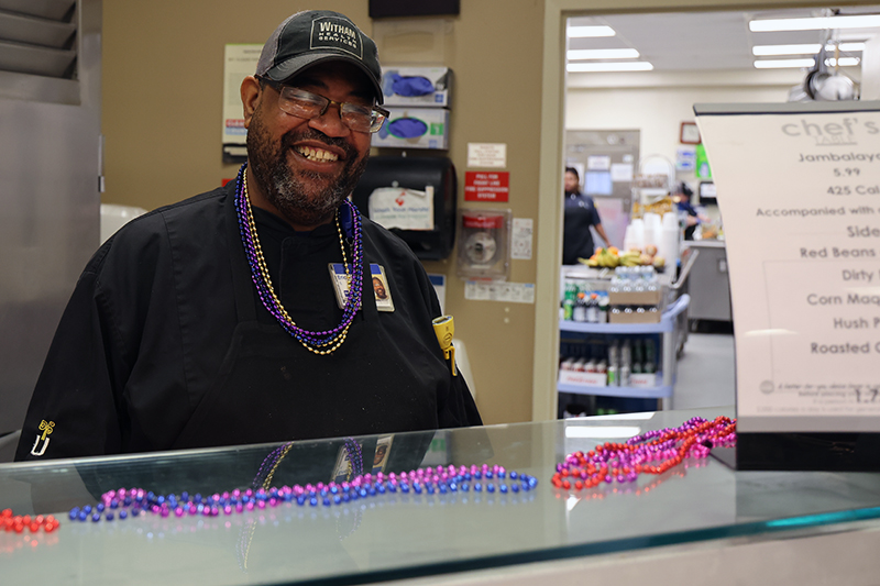 A Witham Dietary Services Team Member on Mardi Gras Day