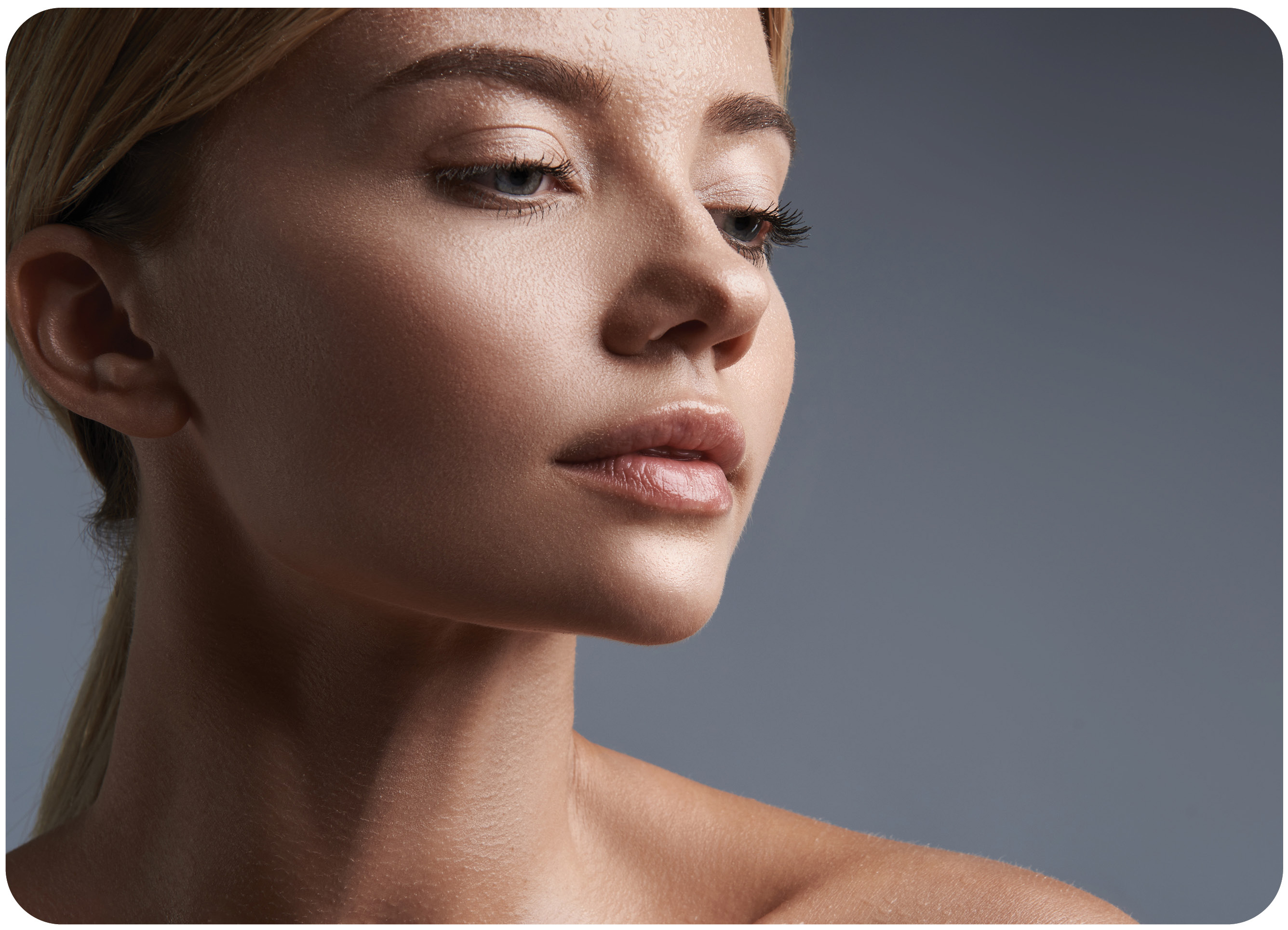 A close-up of a lady's face