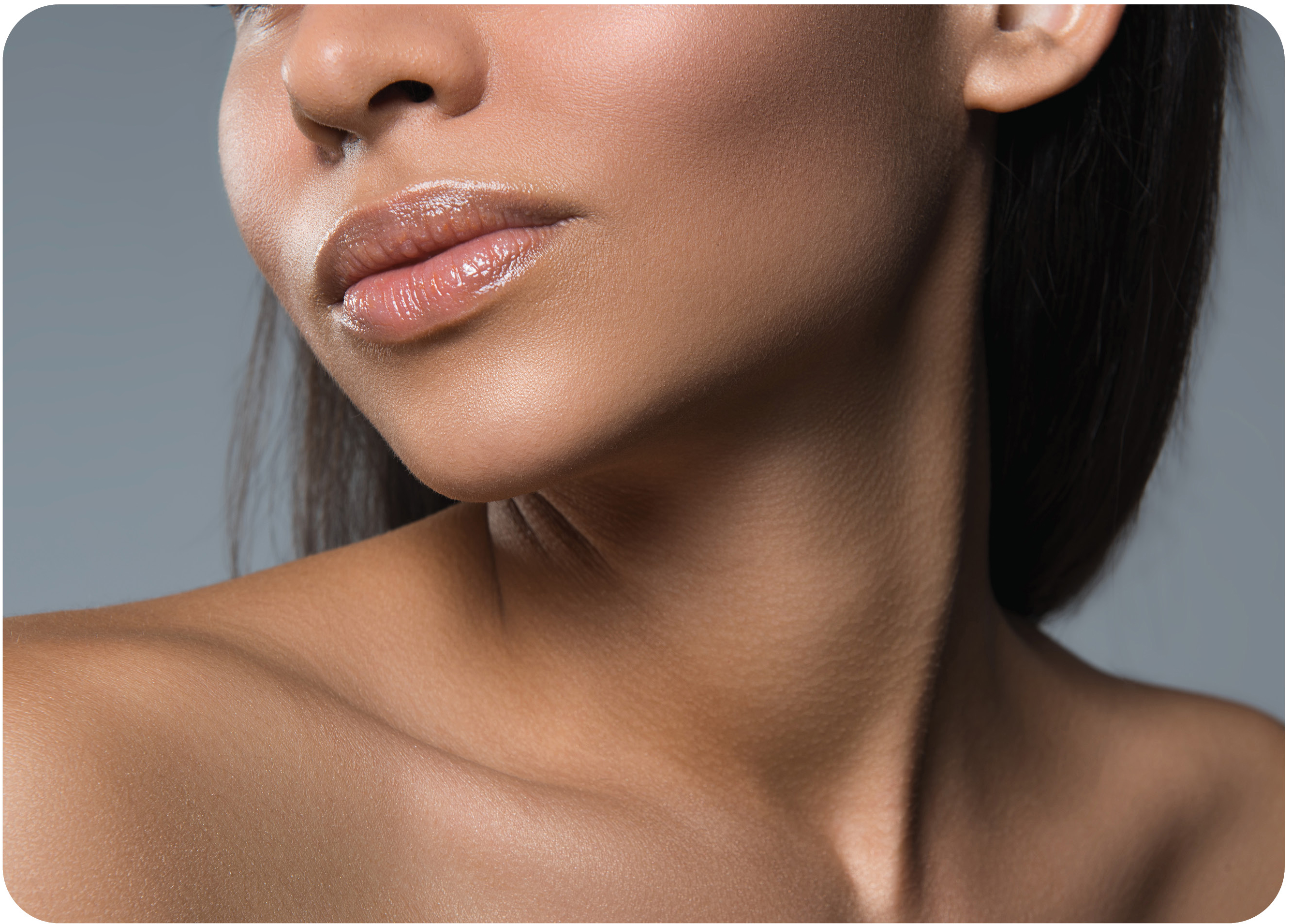A photo of a lady focused on her lips