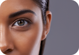 A close-up of the right portion of a lady's face