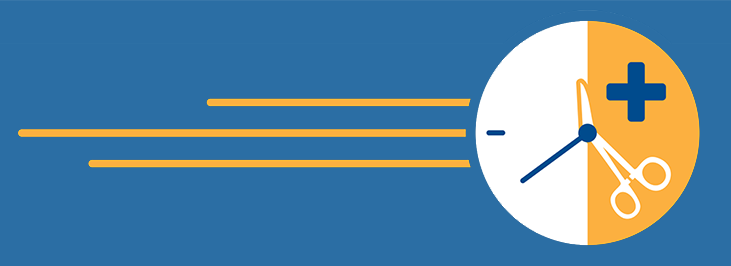 a stylized clock with lines suggesting speed