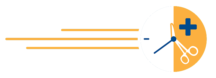 a stylized clock with lines suggesting speed