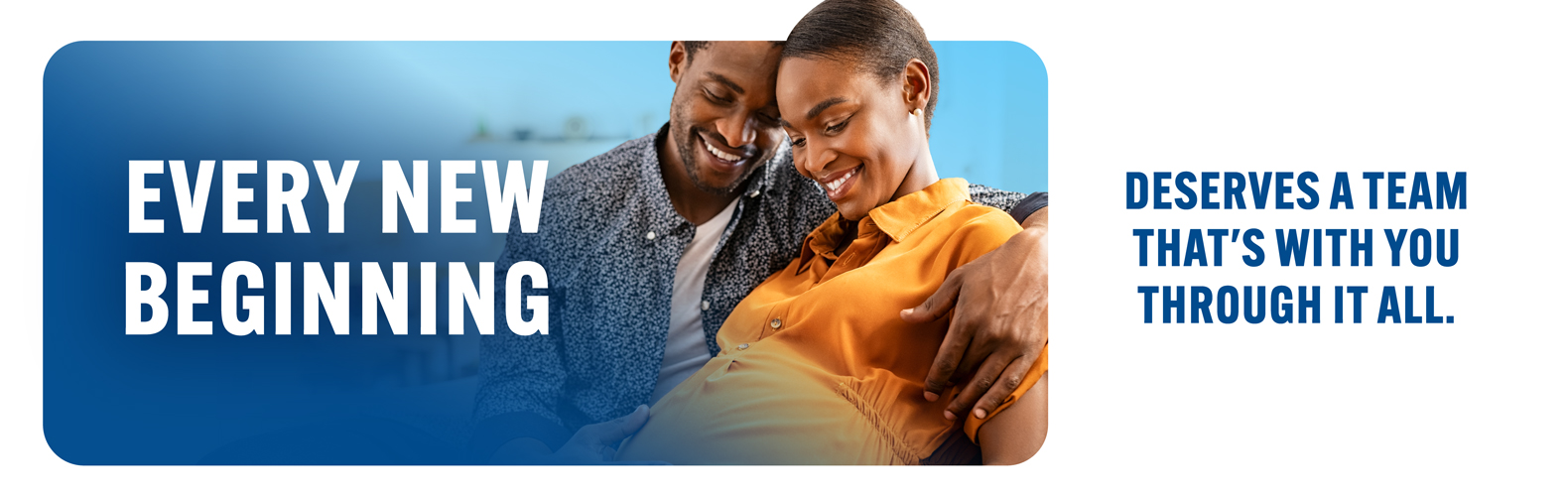Maternity Center patient and partner smile together during pregnancy.