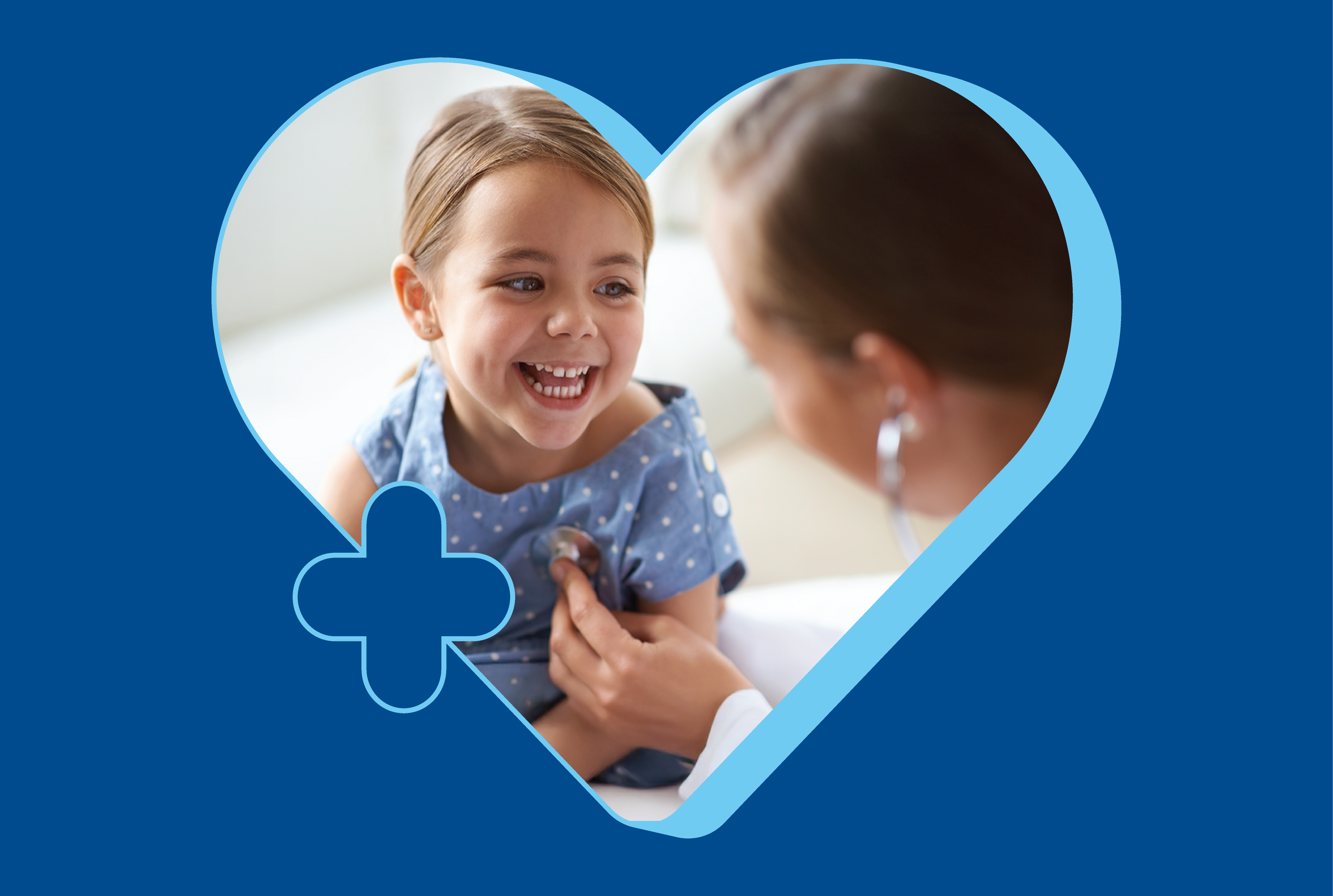 A doctor and child inside a heart shape