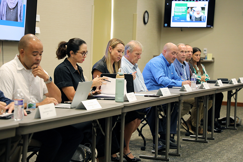 Jennifer Hostetter, Boone County Council, leads the public hearing. 